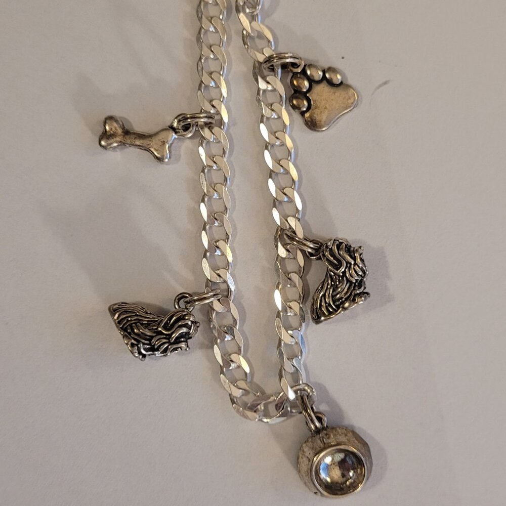 Sterling Silver Charm Bracelet Dog Theme 5 Charms - Picture 5 of 15